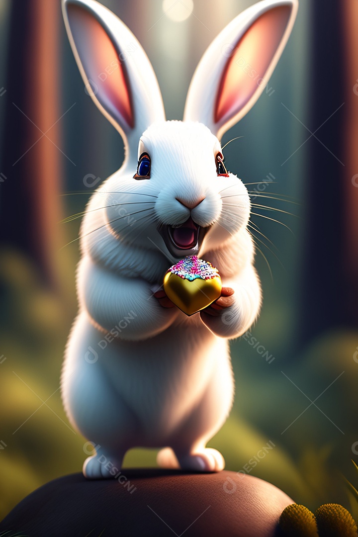 Coelho da páscoa sobre fundo desfocado