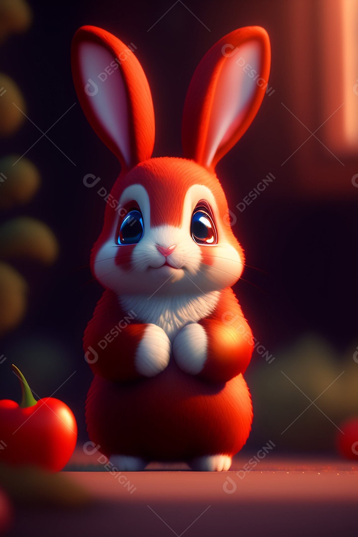 Coelho da páscoa sobre fundo desfocado