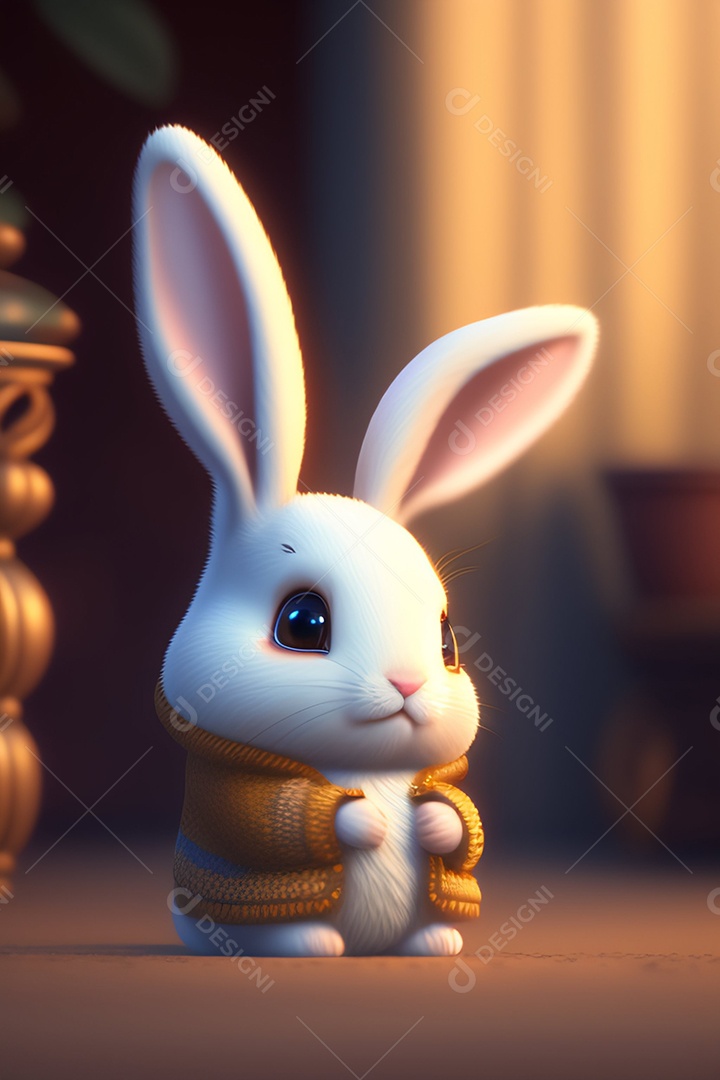 Coelho da páscoa sobre fundo desfocado