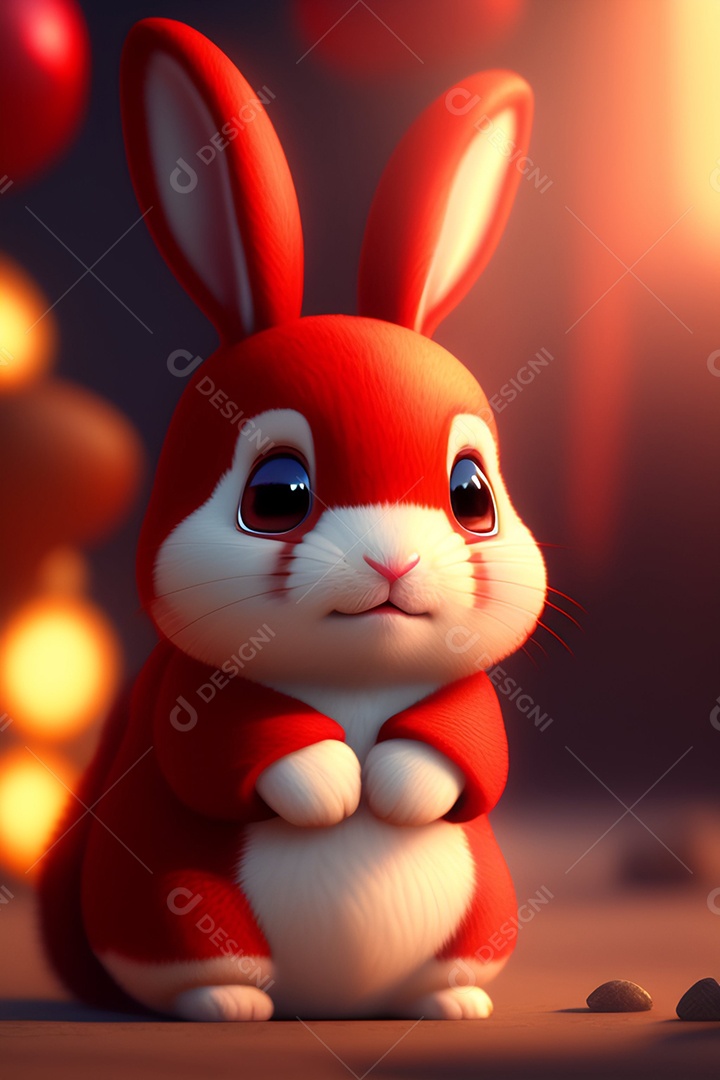 Coelho da páscoa sobre fundo desfocado