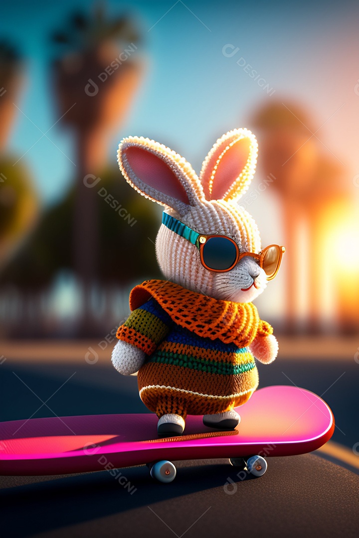 Coelho da páscoa sobre fundo desfocado