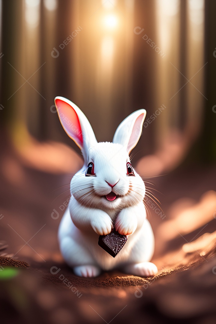 Coelho da páscoa sobre fundo desfocado