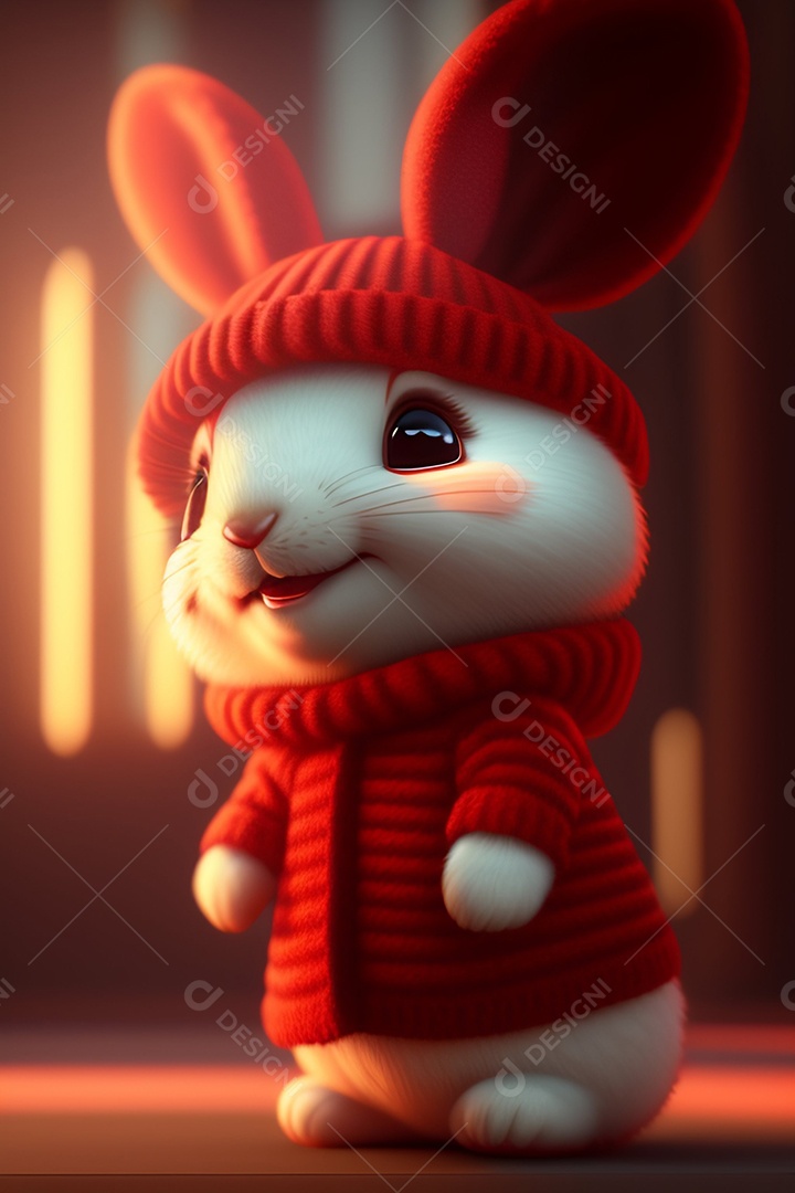 Coelho da páscoa sobre fundo desfocado