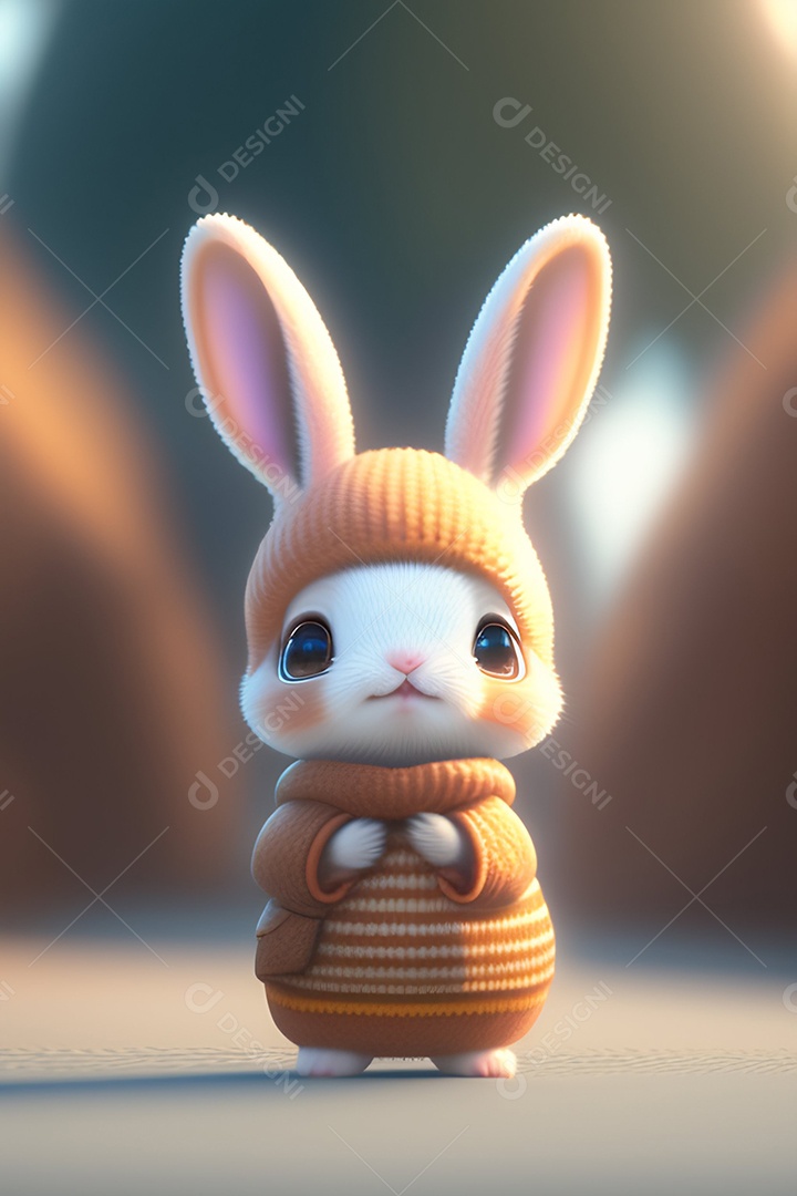 Coelho da páscoa sobre fundo desfocado