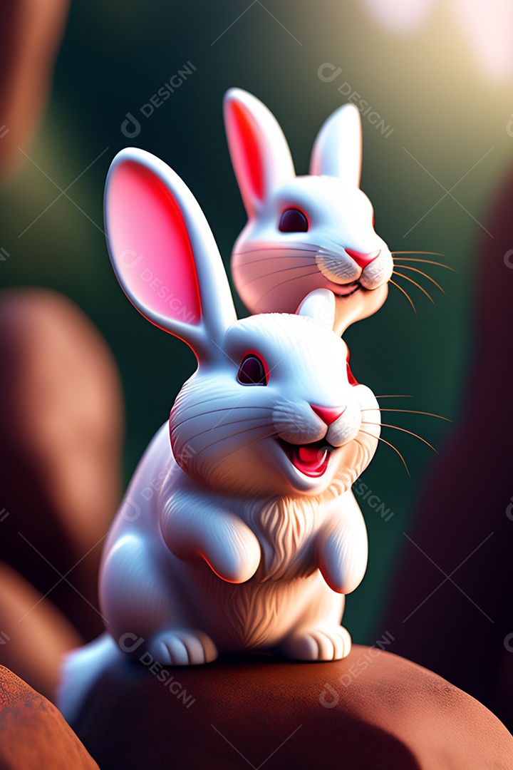 Coelho da páscoa sobre fundo desfocado