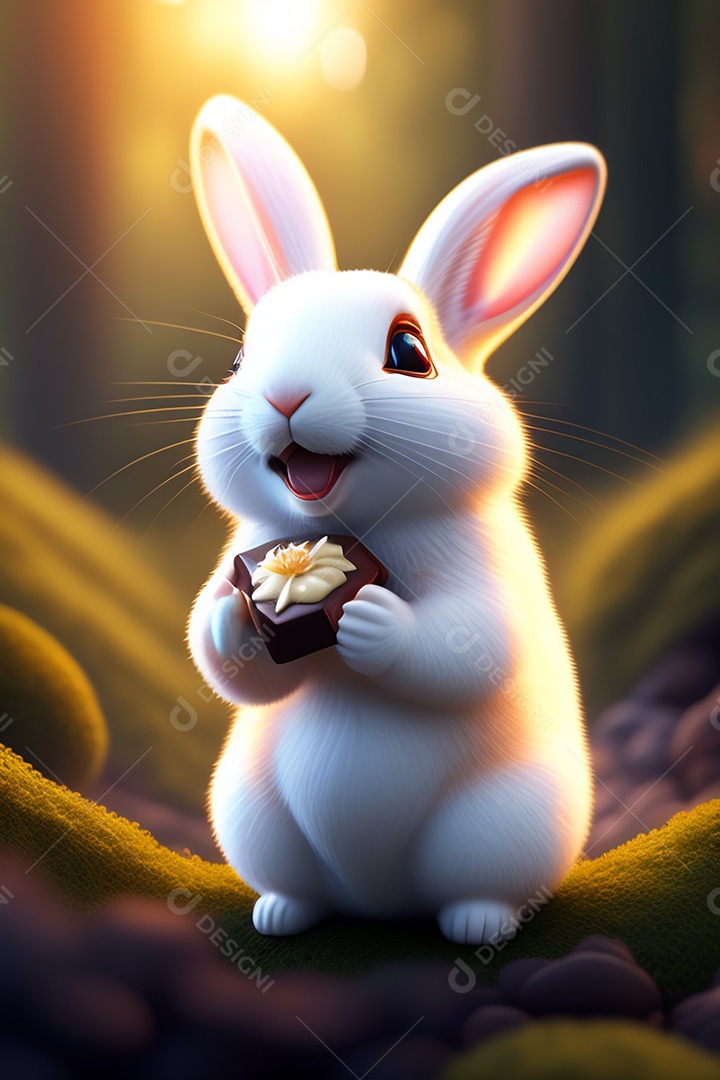 Coelho da páscoa sobre fundo desfocado