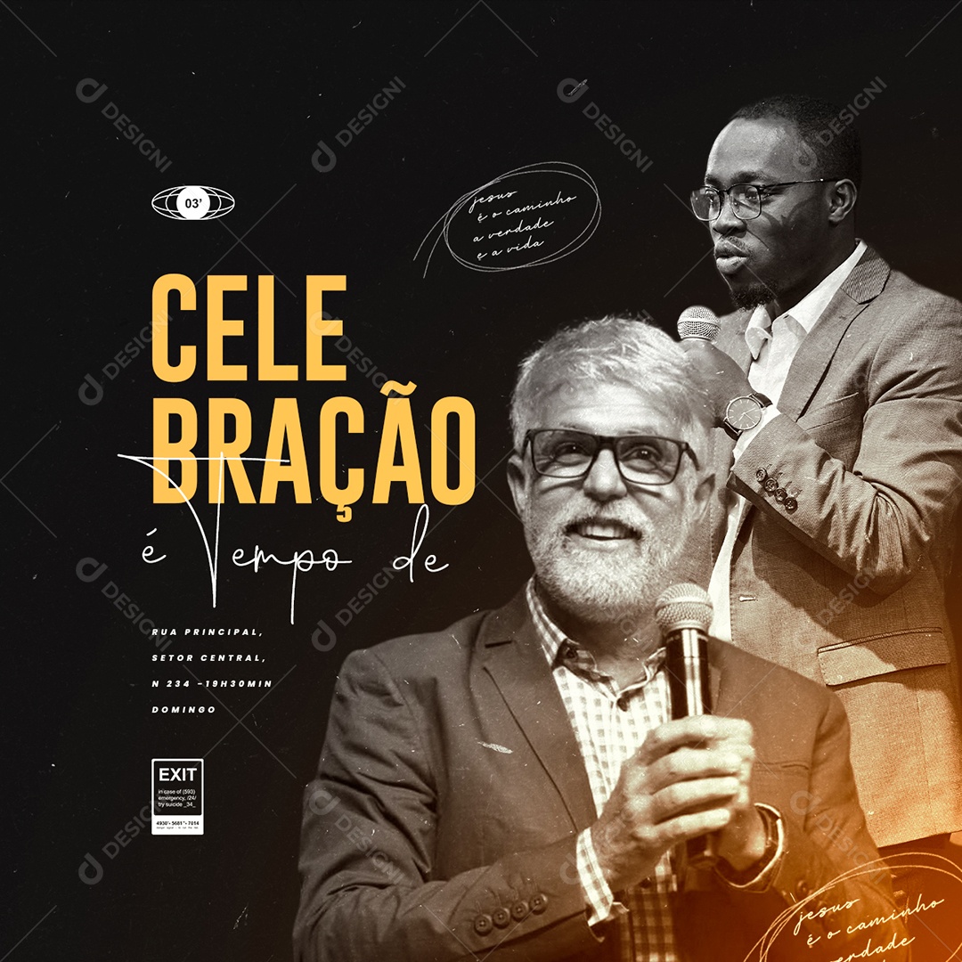 É Tempo De Celebração Gospel Social Media PSD Editável