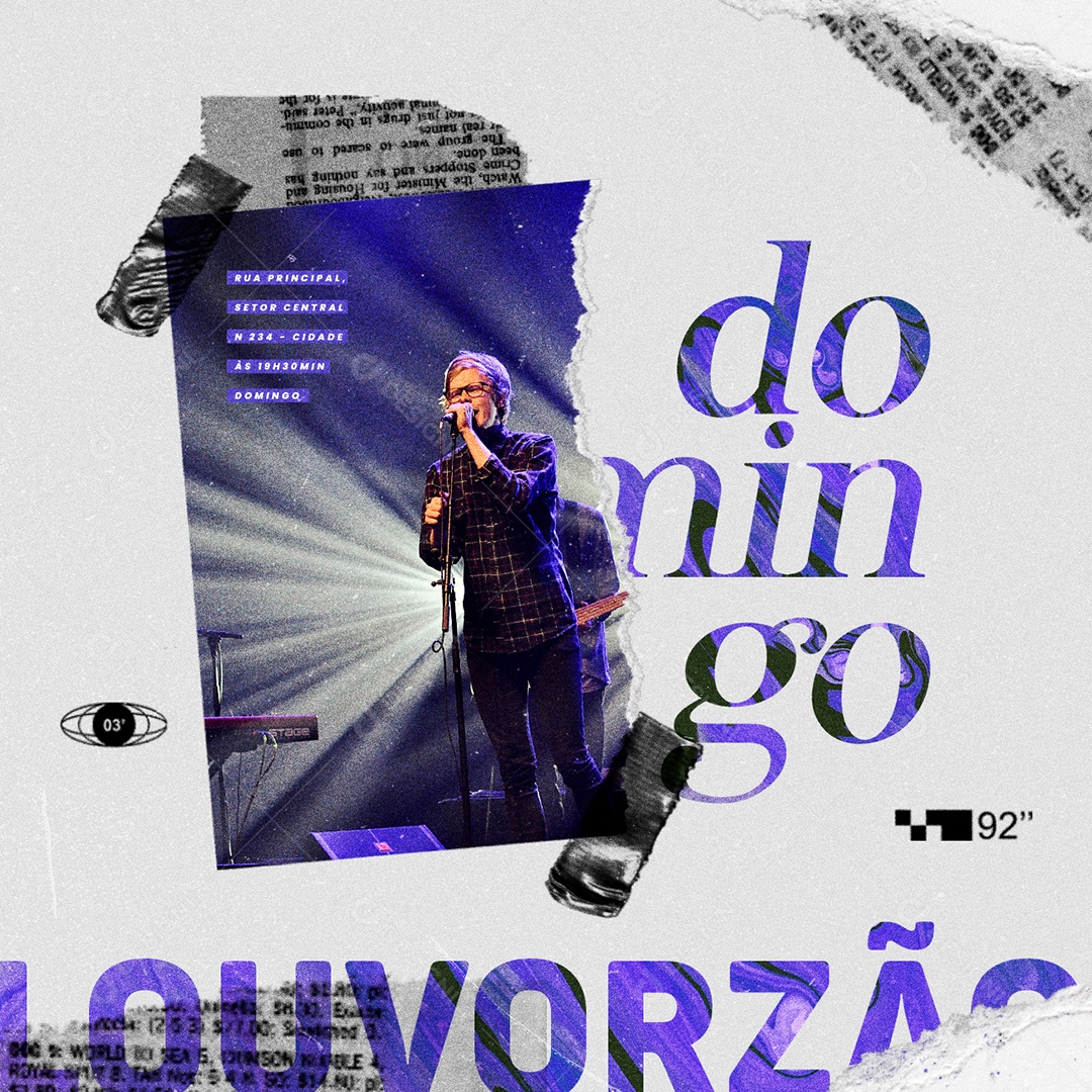 Domingo Louvorzão Gospel Social Media PSD Editável