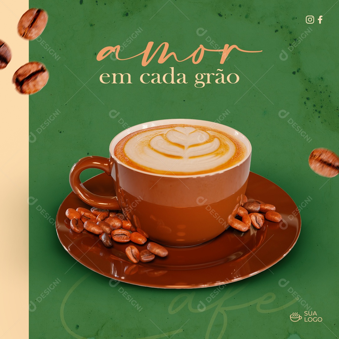 O Amor em Cada Grão Social Media PSD Editável