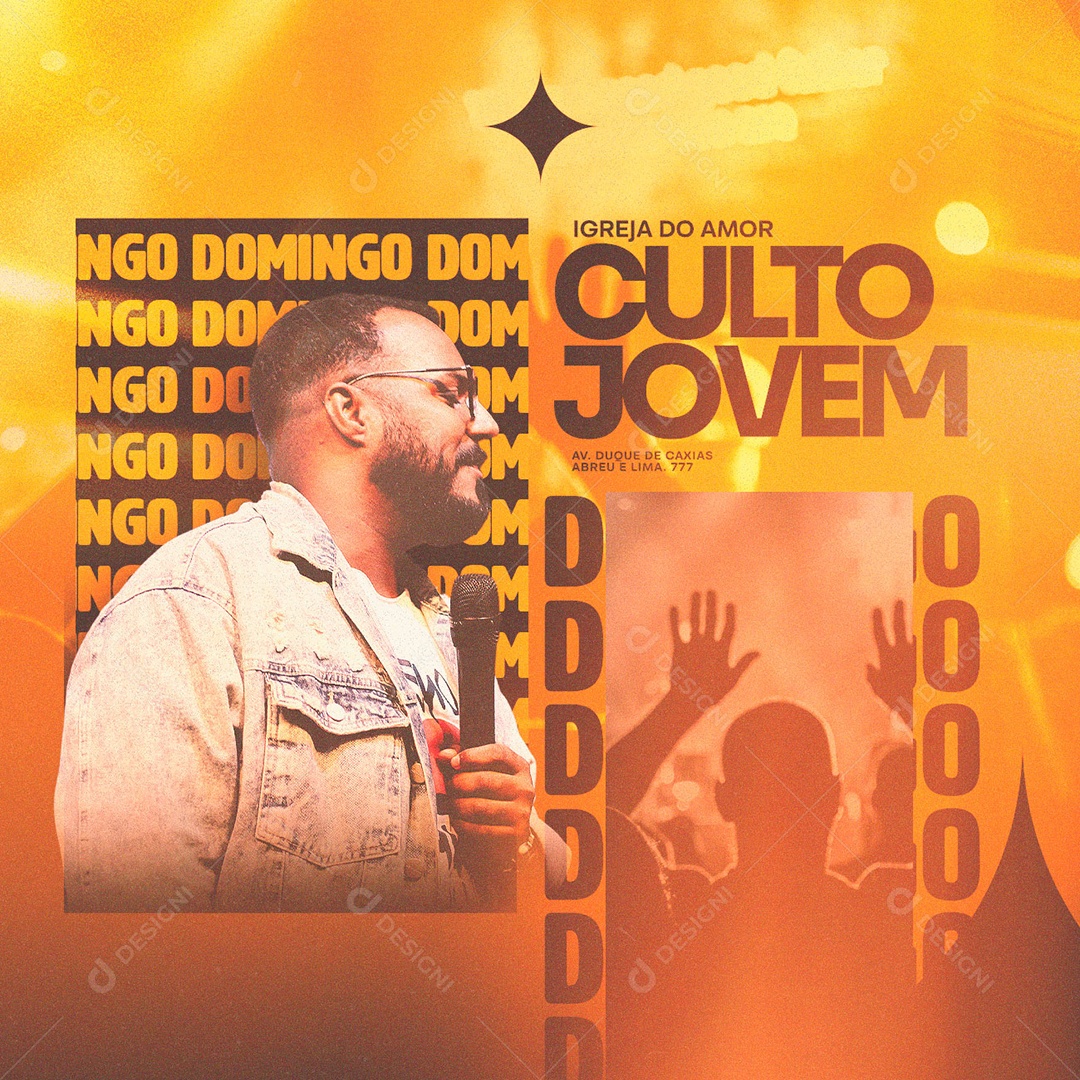 Igreja Do Amor Culto Jovem Gospel Social Media PSD Editável