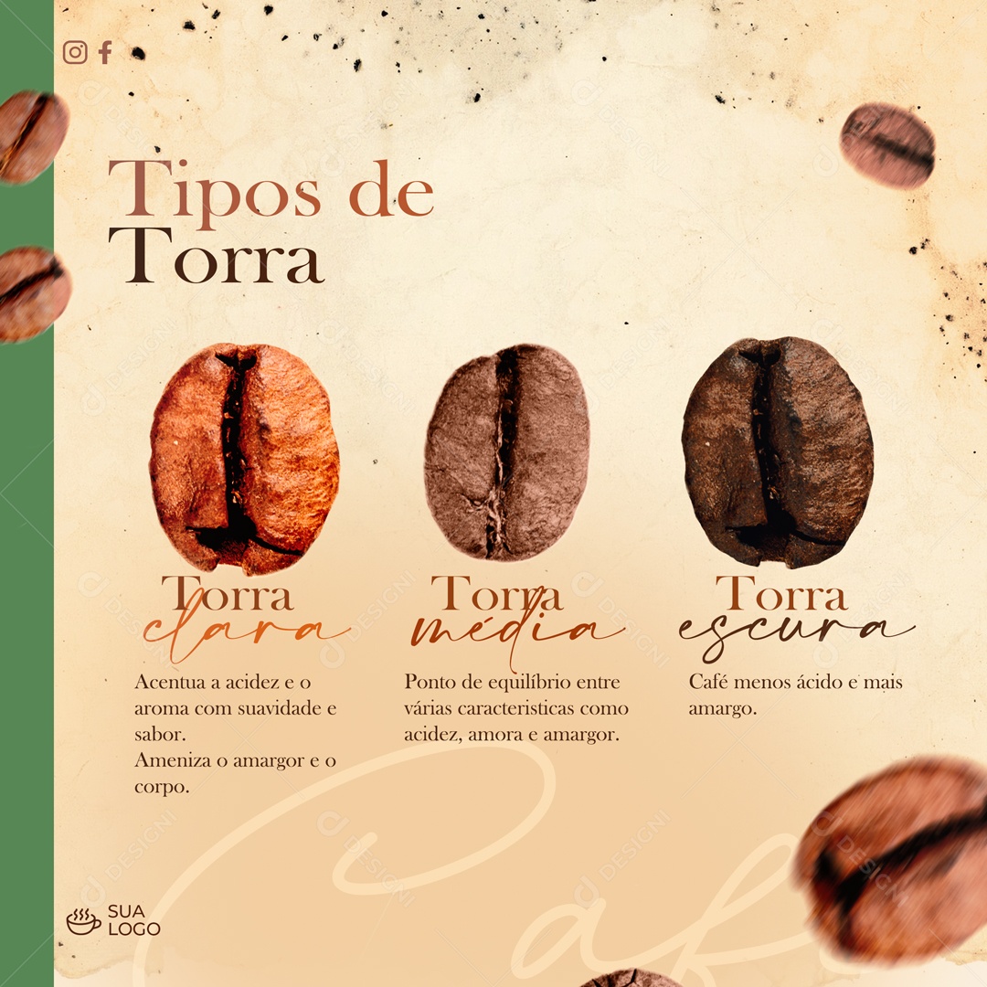 Tipos de Torra Social Media PSD Editável