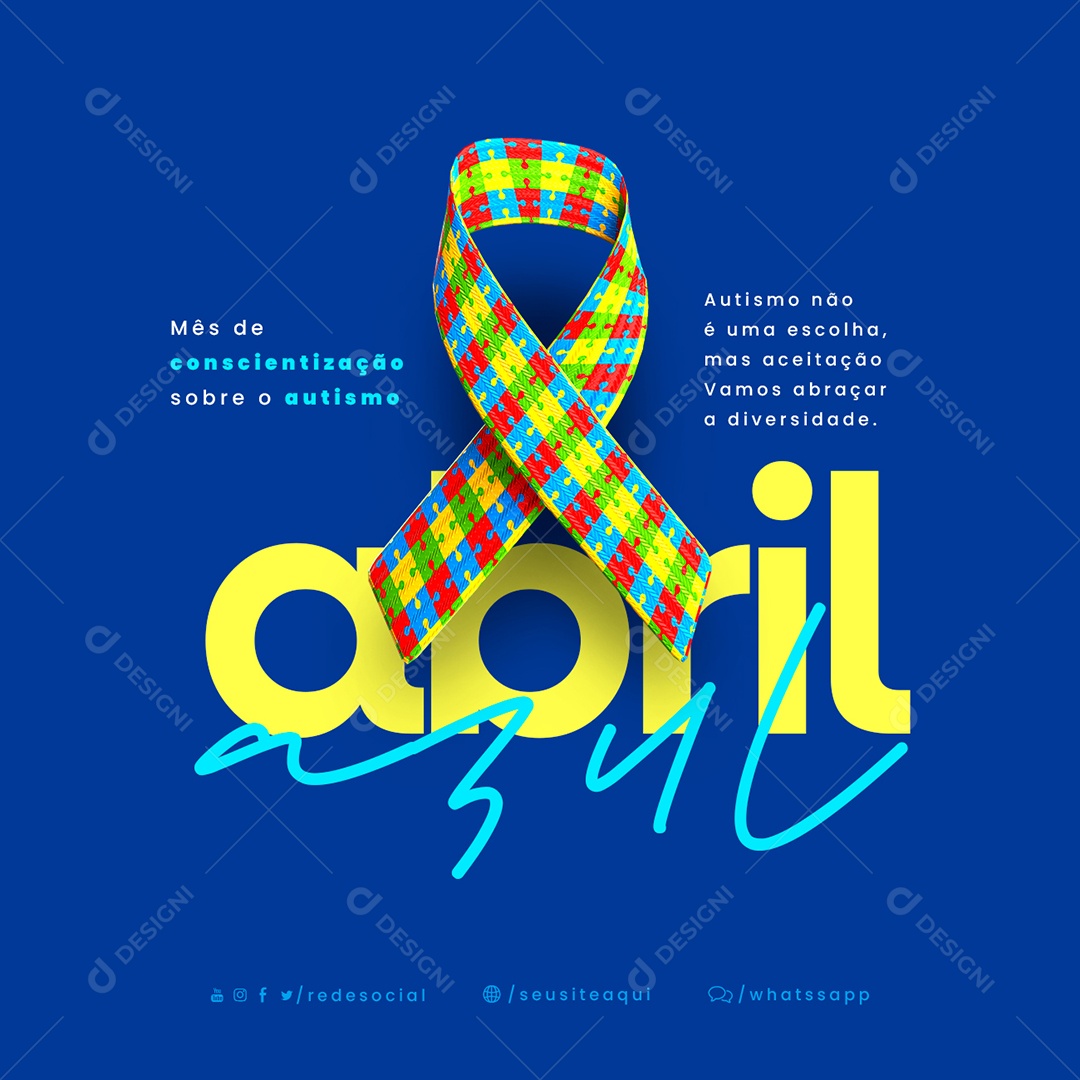 Autismo Não é Uma Escolha Abril Azul Social Media PSD Editável