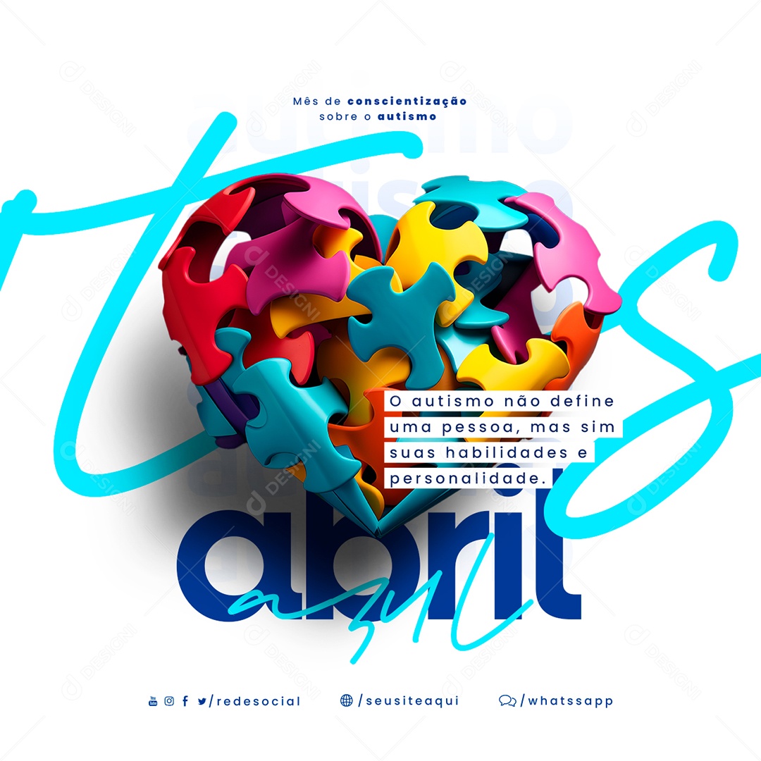 O Autismo Não Define Uma Pessoa Abril Azul Social Media PSD Editável