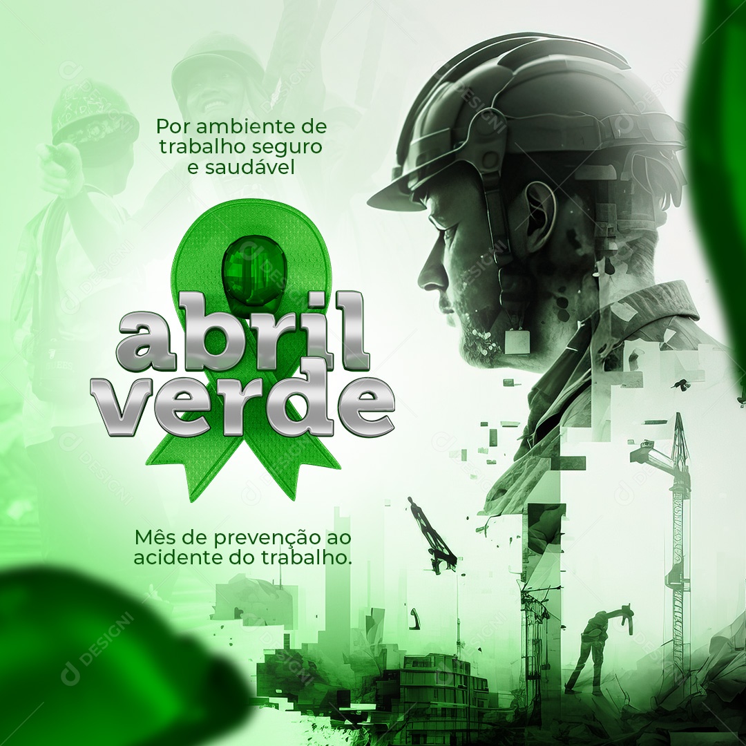 Por Ambiente De Trabalho Seguro e Saudável Abril Verde Social Media PSD Editável
