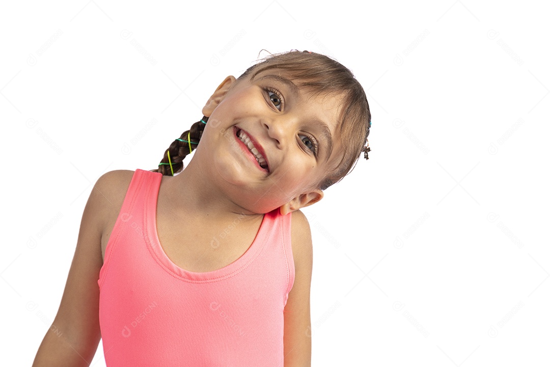 Linda criança garotinha menina sobre fundo isolado branco