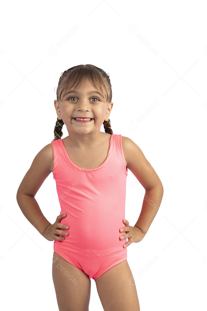 Linda criança garotinha menina sobre fundo isolado branco