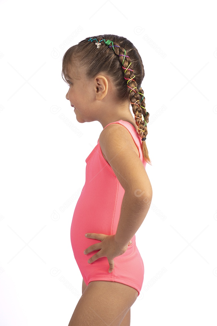 Linda criança garotinha menina sobre fundo isolado branco