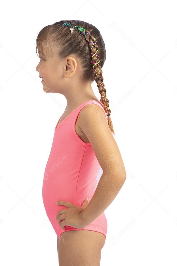 Linda criança garotinha menina sobre fundo isolado branco