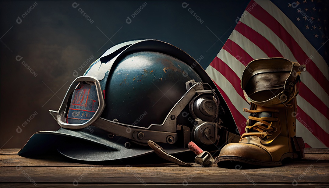 Ferramentas perto do conceito de dia do trabalho de capacete.