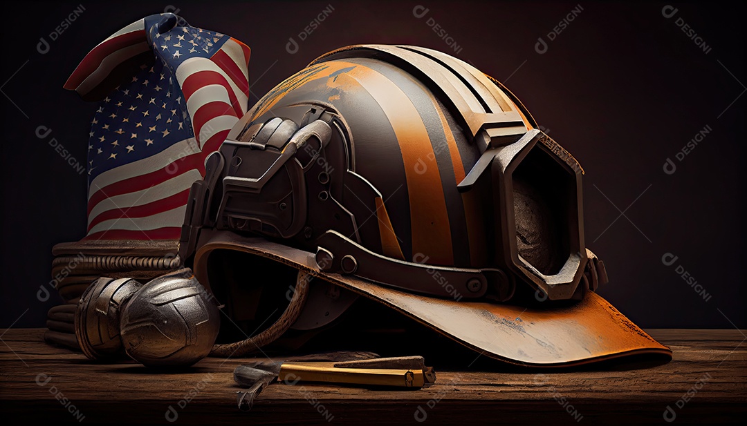 Ferramentas perto do conceito de dia do trabalho de capacete.