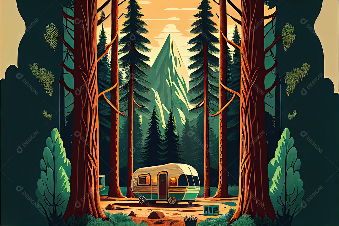 Dia mundial do turismo 27 de setembro, acampamento de viagem.