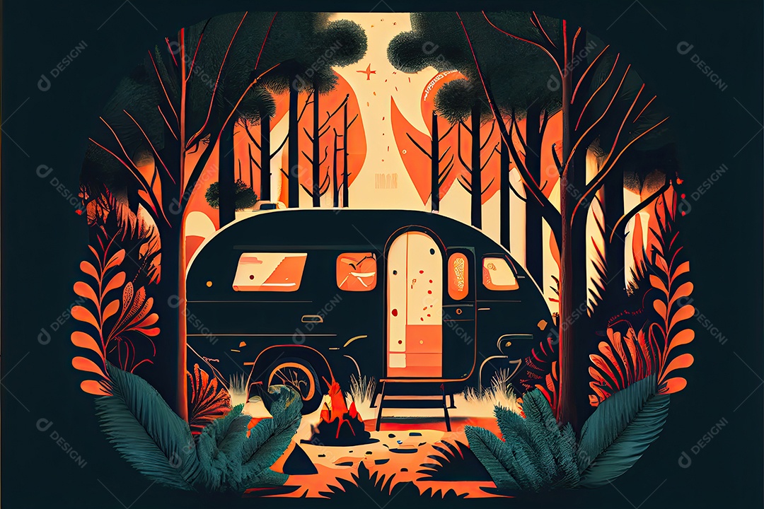 Dia mundial do turismo 27 de setembro, acampamento de viagem.