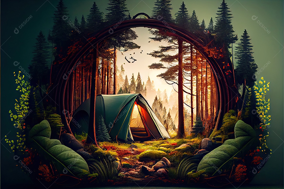 Dia mundial do turismo 27 de setembro, acampamento de viagem.