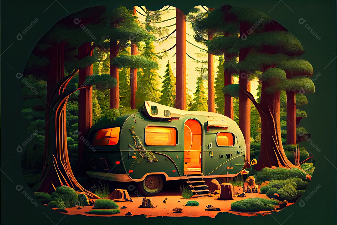 Dia mundial do turismo 27 de setembro, acampamento de viagem.