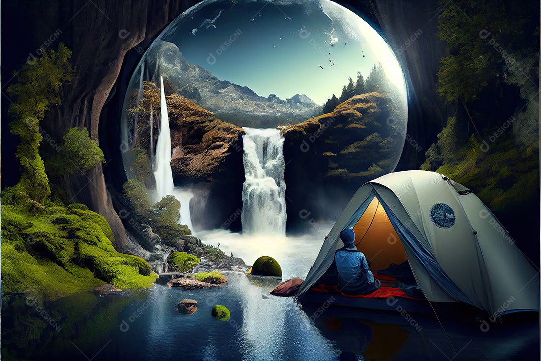 Dia mundial do turismo 27 de setembro, acampamento de viagem.