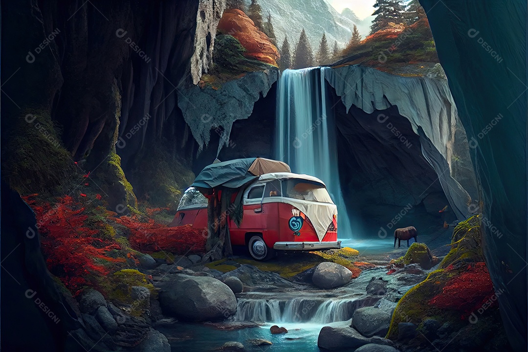 Dia mundial do turismo 27 de setembro, acampamento de viagem.