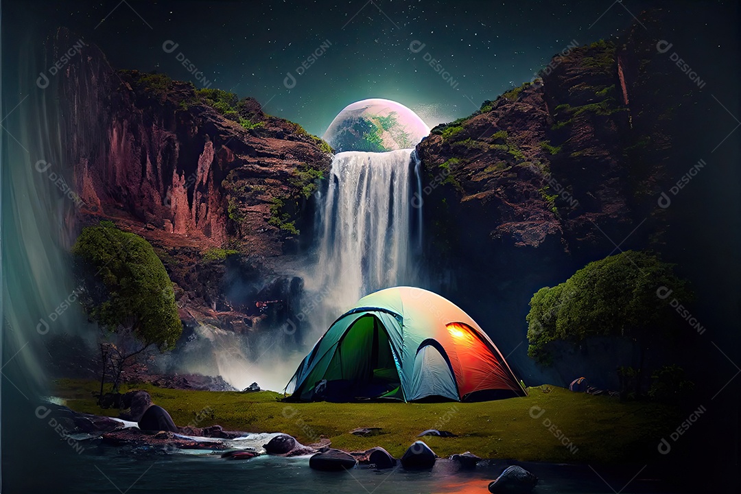 Dia mundial do turismo 27 de setembro, acampamento de viagem.