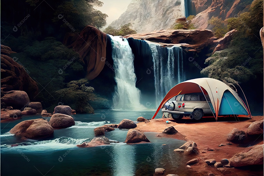 Dia mundial do turismo 27 de setembro, acampamento de viagem.