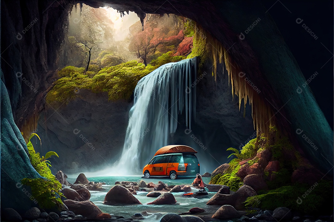 Dia mundial do turismo 27 de setembro, acampamento de viagem.