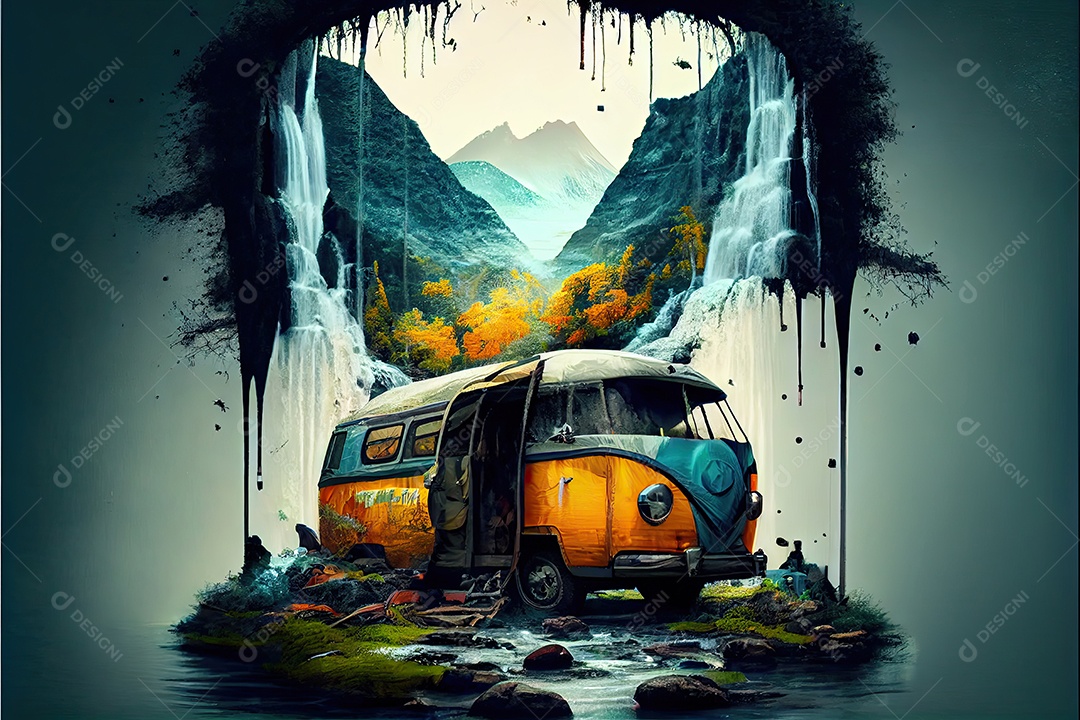 Dia mundial do turismo 27 de setembro, acampamento de viagem.