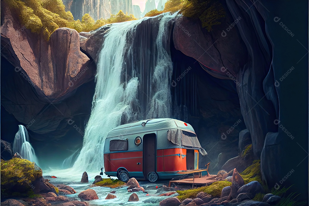 Dia mundial do turismo 27 de setembro, acampamento de viagem.