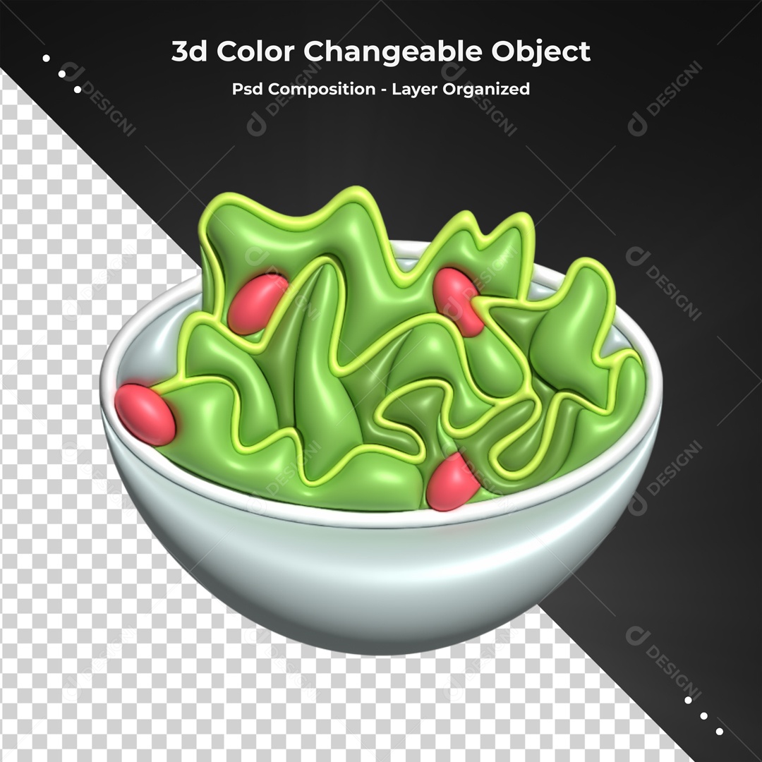 Elemento De Tigela Com Salada Elemento 3D PSD