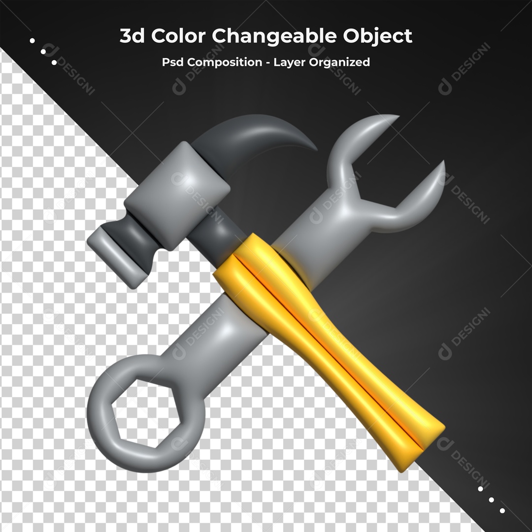 Elemento De Martelo E Chave De Boca Para Composição PSD