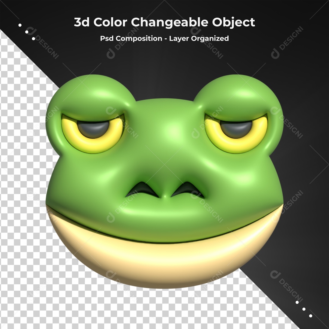 Emoji Cabeça De Sapo Elemento 3D PSD