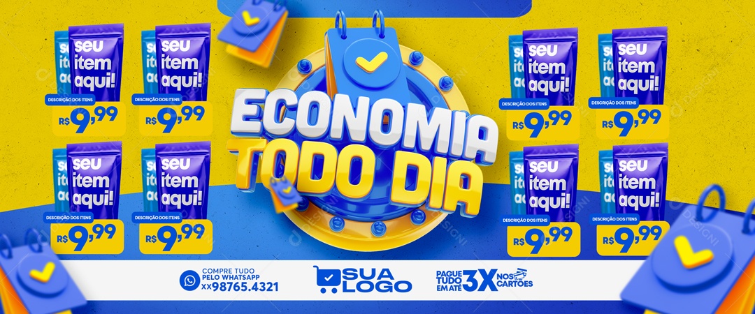 Encarte Economia Todo Dia Venha Conferir Social Media PSD Editável