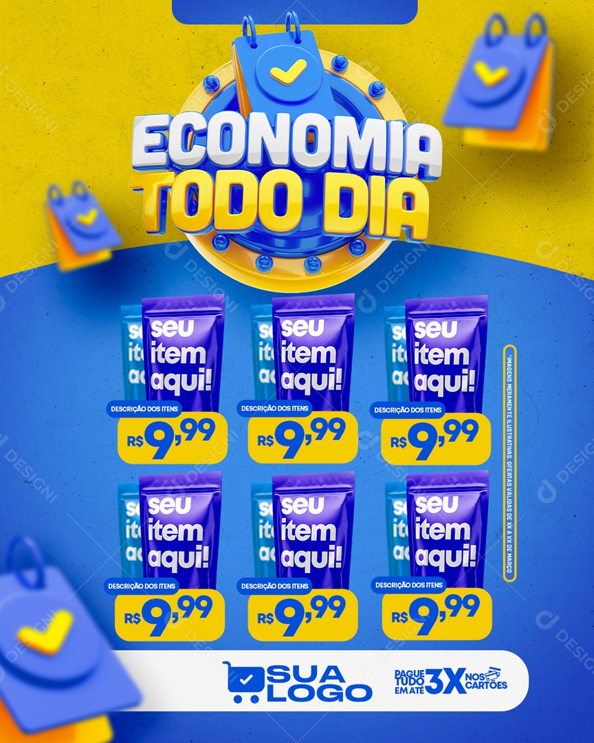 Encarte Economia Todo Dia Venha Conferir Social Media PSD Editável