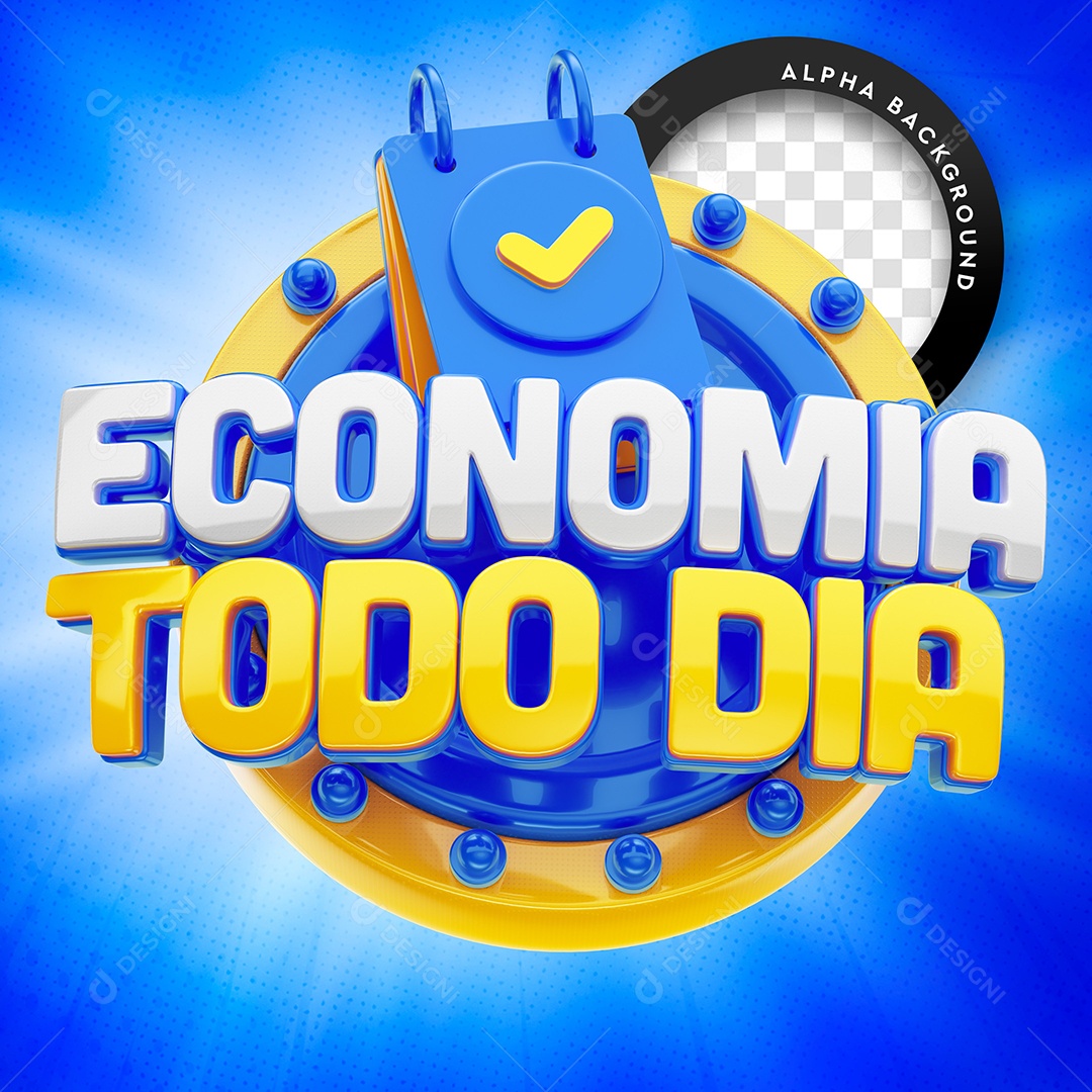 Selo 3D Para Composição Economia Todo Dia PSD