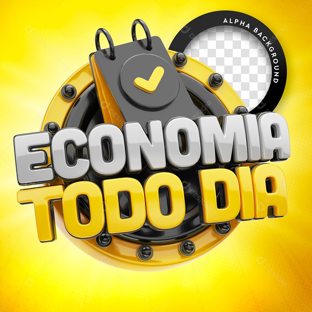 Selo 3D Para Composição Economia Todo Dia PSD