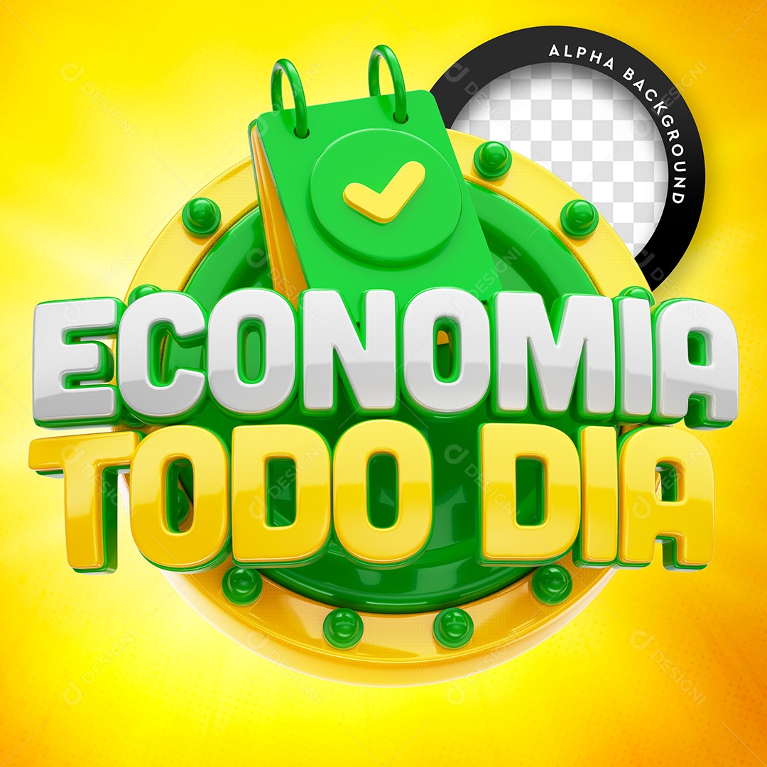 Selo 3D Para Composição Economia Todo Dia PSD