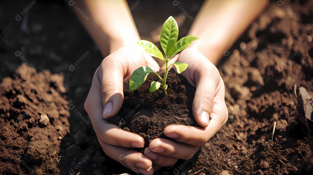 Mão segurando a planta com espaço de cópia. conceito de preservação