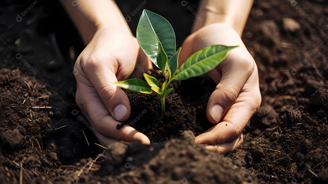 Mão segurando a planta com espaço de cópia. conceito de preservação