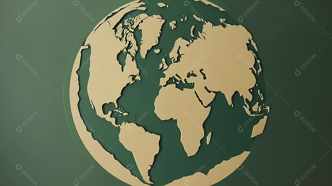 Ilustração do planeta Terra feita com colagem de papel sobre fundo verde.