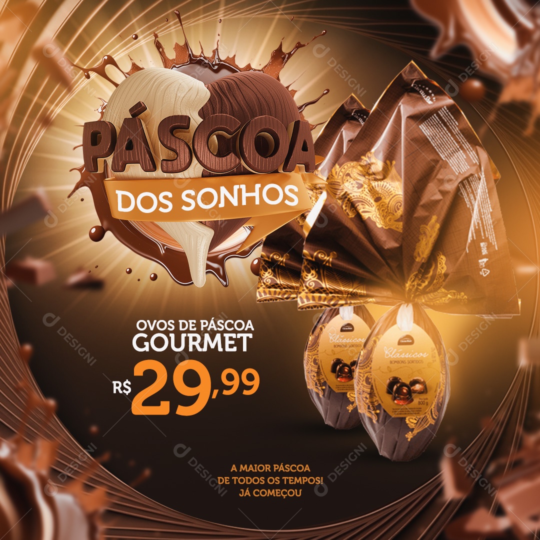 Páscoa Dos Sonhos Venha Conferir Social Media PSD Editável