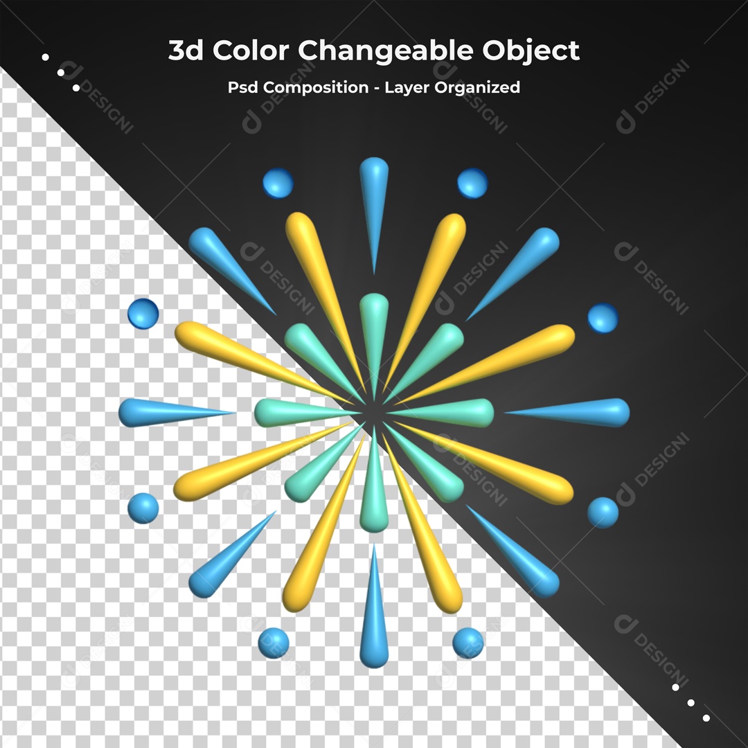 Elemento De Fogos De Artificio Azul E Dourado Para Composição PSD