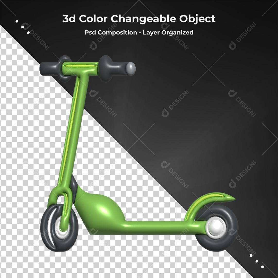 Elemento De Patinete Verde Para Composição PSD