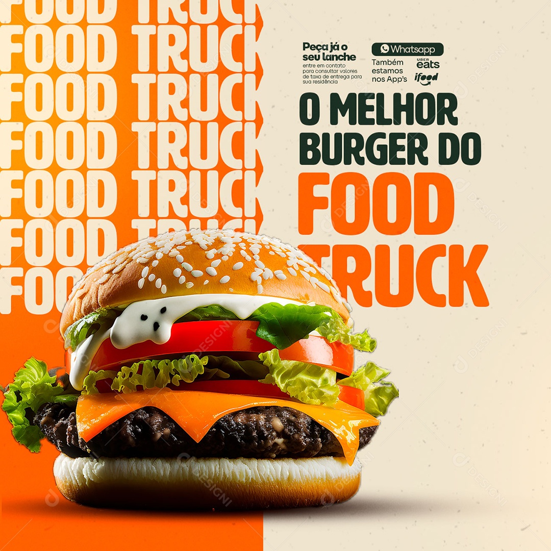 O Melhor Burger Do Food Truck Lanchonete Social Media PSD Editável